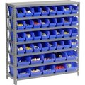 Global Equipment Steel Shelving with Total 42 4"H Plastic Shelf Bins Blue, 36x12x39-7 Shelves 603432BL